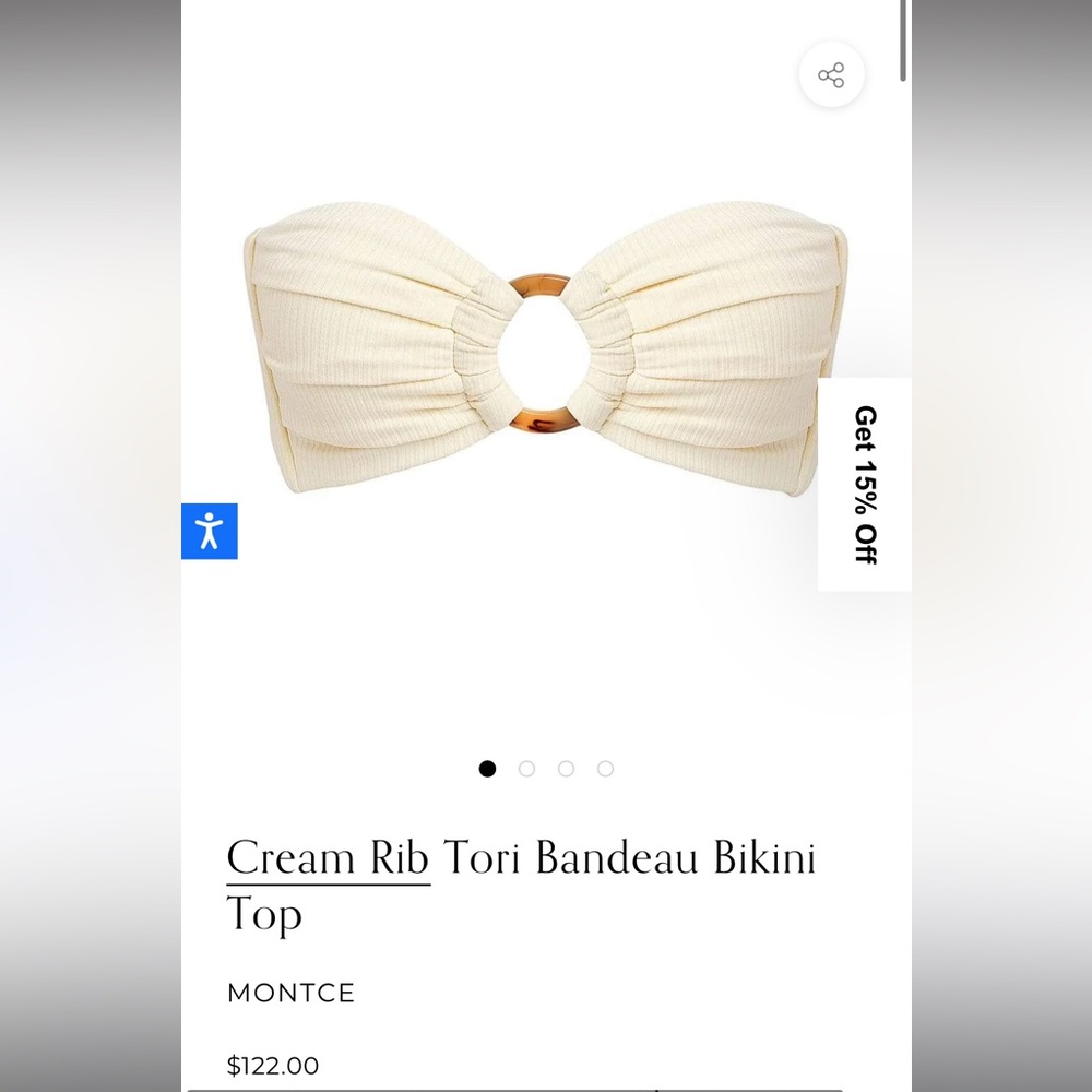 Montce Cream Rib Tori Bandeau Bikini Top